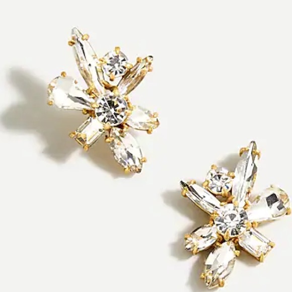 JCREW Gem Burst Stud Earrings NWT OS Crystal - Picture 4 of 8